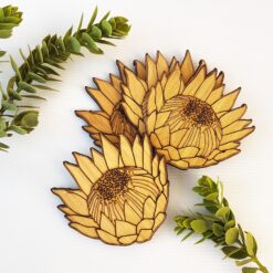 King Protea Bamboo Coasters