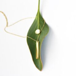 Bar +Disc Combo Necklace – 14K Gold Waterproof